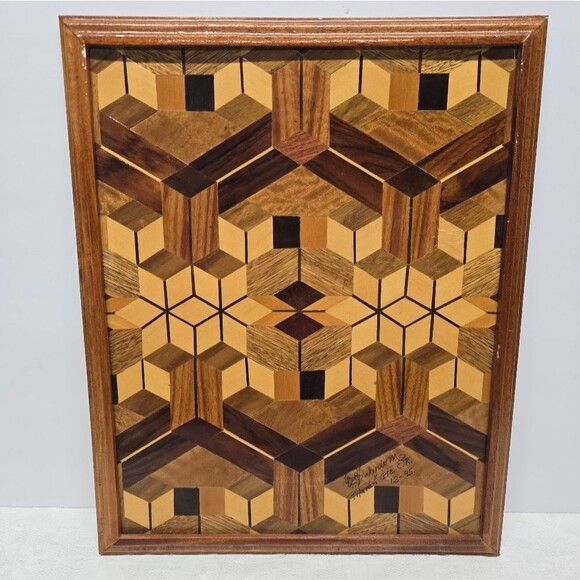 Vintage Other - Vintage Wood Mix Mosaic Barn Quilt 3D Wall Art Rustic Cottage Decor Costa Rica